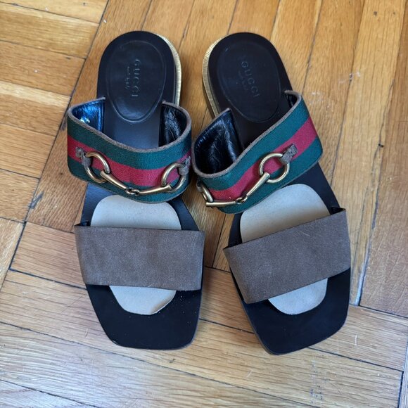 Gucci Brown Suede Double Band Querelle Sandal (Size 36.5) - Picture 8 of 14